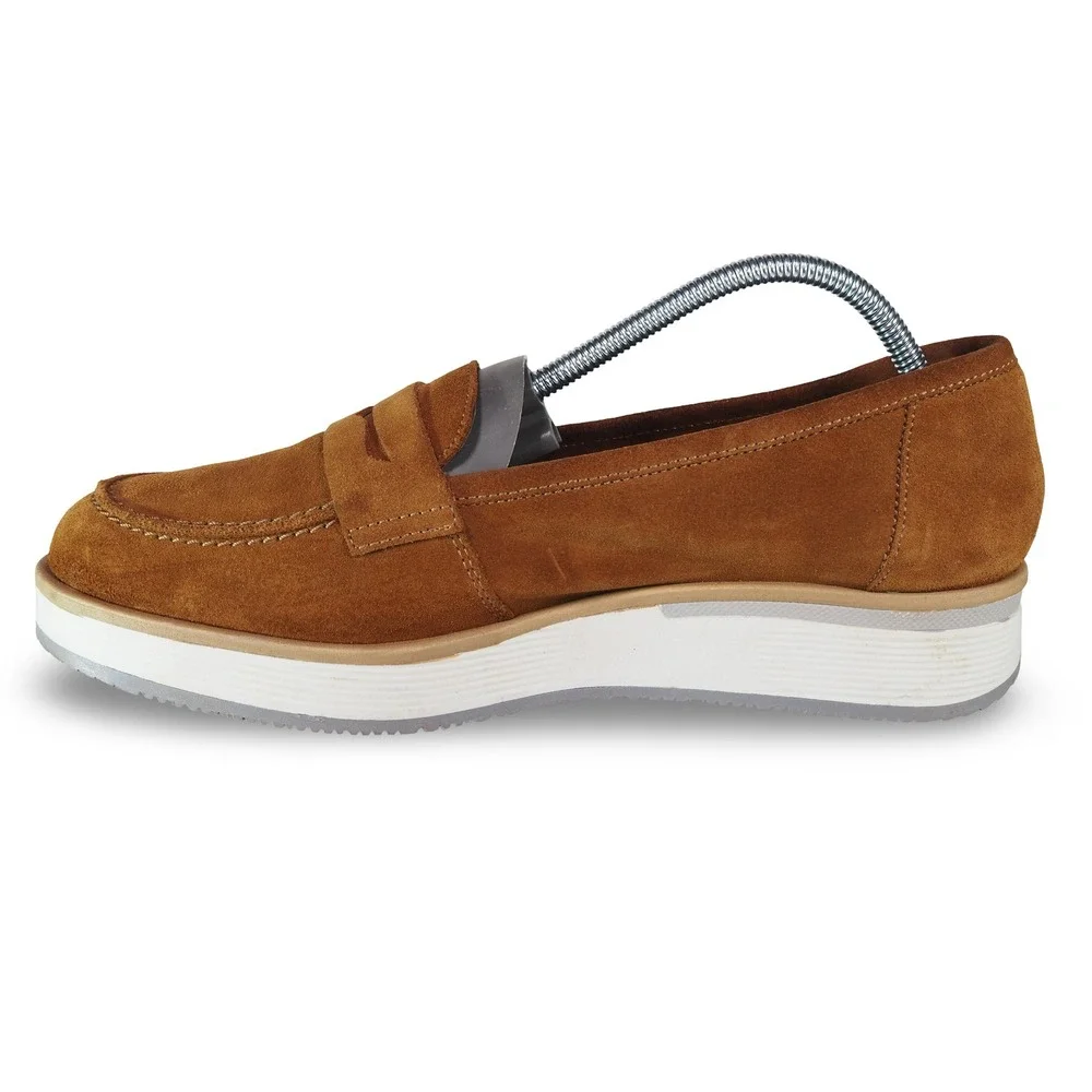 Annabella Femme Penny Loafers Women 8.5 Brown Suede Leather‎ Platform Shoes